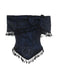 Dark Blue 1930s Halloween Off-Shoulder Lace Tassel Top - vintage fashion, retro style