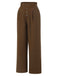 Dark Brown 1930s Buttoned Solid Shift Pants: timeless style reimagined