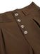 Dark Brown 1930s Buttoned Solid Shift Pants: timeless style reimagined
