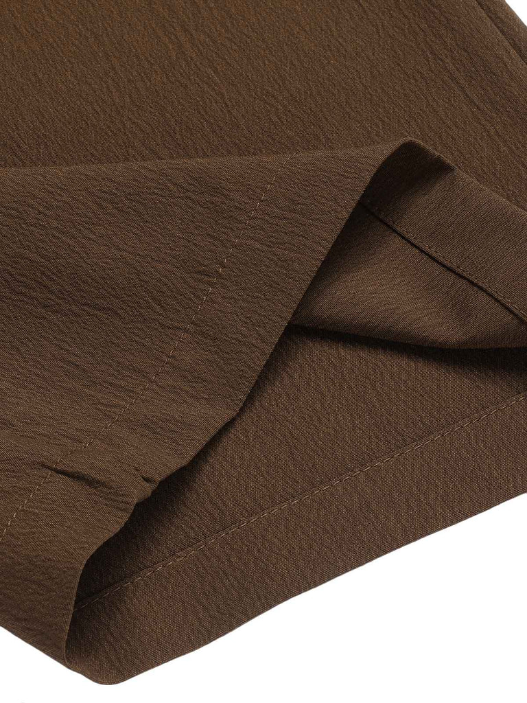 Dark Brown 1930s Buttoned Solid Shift Pants: timeless style reimagined
