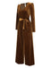 Dark Brown 1930s Solid V-Neck Velvet Jumpsuit, vintage romper, retro jumpsuit - perfect for women who love vintage and retro fashion