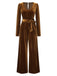 Dark Brown 1930s Solid V-Neck Velvet Jumpsuit, vintage romper, retro jumpsuit - perfect for women who love vintage and retro fashion