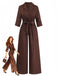 Dark Coffee 1950s Lapel Collar Belted Wide Leg Jumpsuit, vintage romper, retro jumpsuit - perfect for women who love vintage and retro fashion