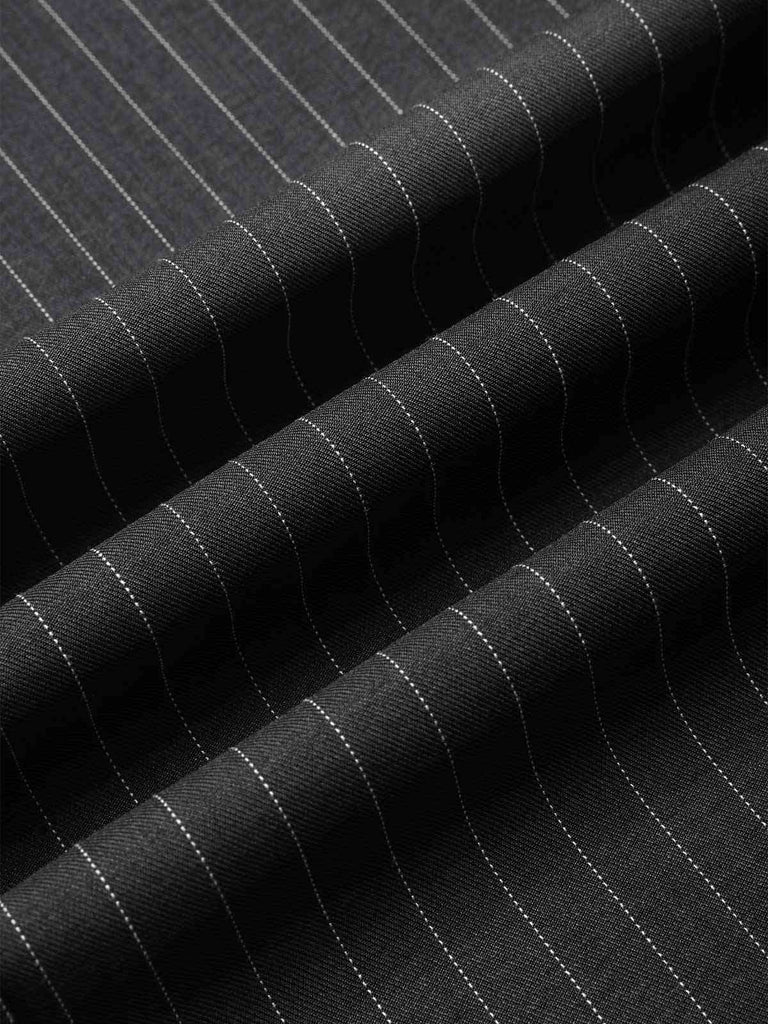 She walks in these Dark Gray 1940s Pinstripes Wide-Leg Pants and the world follows