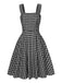 Dark Gray 1950s Strap Plaids Sleeveless Dress: where 1950s romance meets her modern spirit
