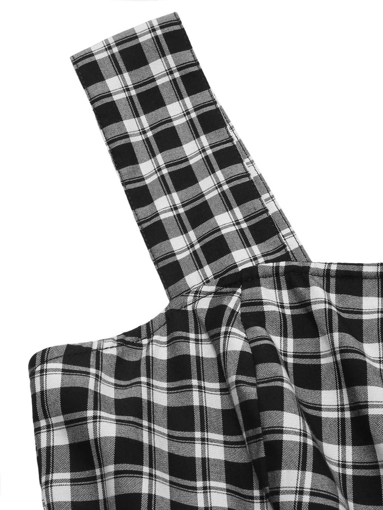 Dark Gray 1950s Strap Plaids Sleeveless Dress — a 1950s silhouette that turns sidewalks into runways