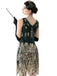This Dark Green 1920s V-Neck Sequined Flapper Dress wraps her in 1920s elegance, one twirl at a time