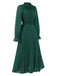 Dark Green 1940s Lantern Sleeve Ruffles Dress: where 1940s romance meets her modern spirit