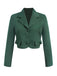 Dark Green 1940s Lapel Button Cropped Blazer: 1940s tailoring for the woman who leads