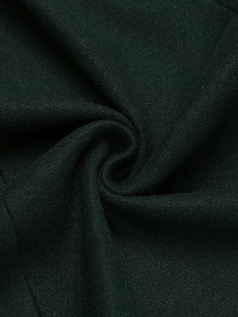 Dark Green 1940s Solid Button Coat - vintage fashion, retro style