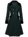 She throws on this Dark Green 1940s Solid Button Coat and the city feels like 1940s Paris
