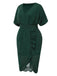This Dark Green 1940s V-Neck Ruffles Solid Dress wraps her in 1940s elegance, one twirl at a time
