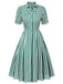 Dark Green 1950s Tie Neck Striped Dress, vintage dress, retro fashion, rockabilly, pin-up fashion - perfect for women who love vintage and retro fashion