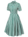 Dark Green 1950s Tie Neck Striped Dress, vintage dress, retro fashion, rockabilly, pin-up fashion - perfect for women who love vintage and retro fashion