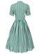 Dark Green 1950s Tie Neck Striped Dress, vintage dress, retro fashion, rockabilly, pin-up fashion - perfect for women who love vintage and retro fashion