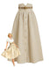 Dark Khaki 1940s Solid Button Belt Pleated Skirt - vintage skirt, retro style