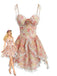 Pink 1950s Floral Chiffon 3D Rose Lace-Trim Dress - vintage dress, retro fashion, rockabilly, pin-up fashion for vintage lovers
