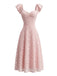 Pink 1950s Sweetheart Jacquard Lace Ruffle Sleeve Dress - vintage dress, retro fashion, rockabilly, pin-up fashion for vintage lovers