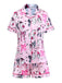 Dark Pink 1970s Halloween Boo Print Pajama Set - vintage fashion, retro style