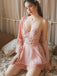 Dark Pink 1980s Floral Velvet Slip Sleepwear - vintage nightgown, retro sleepwear