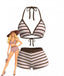Dark Pink 1980s Striped Bikini Set - vintage fashion, retro style