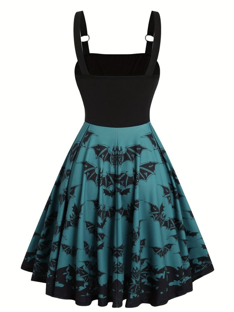 Dark blue 1950s Bat Lace-Up Halloween dress - vintage dress, retro fashion, rockabilly