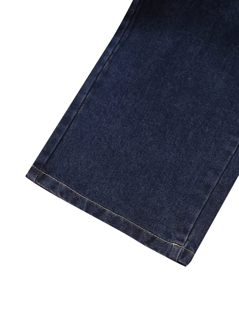 Deep Blue 1950s Denim Straight Leg Pants - vintage fashion, retro style