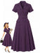 Deep Purple 1940s Floral V Neck Striped Dress