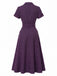 Deep Purple 1940s Floral V Neck Striped Dress 3
