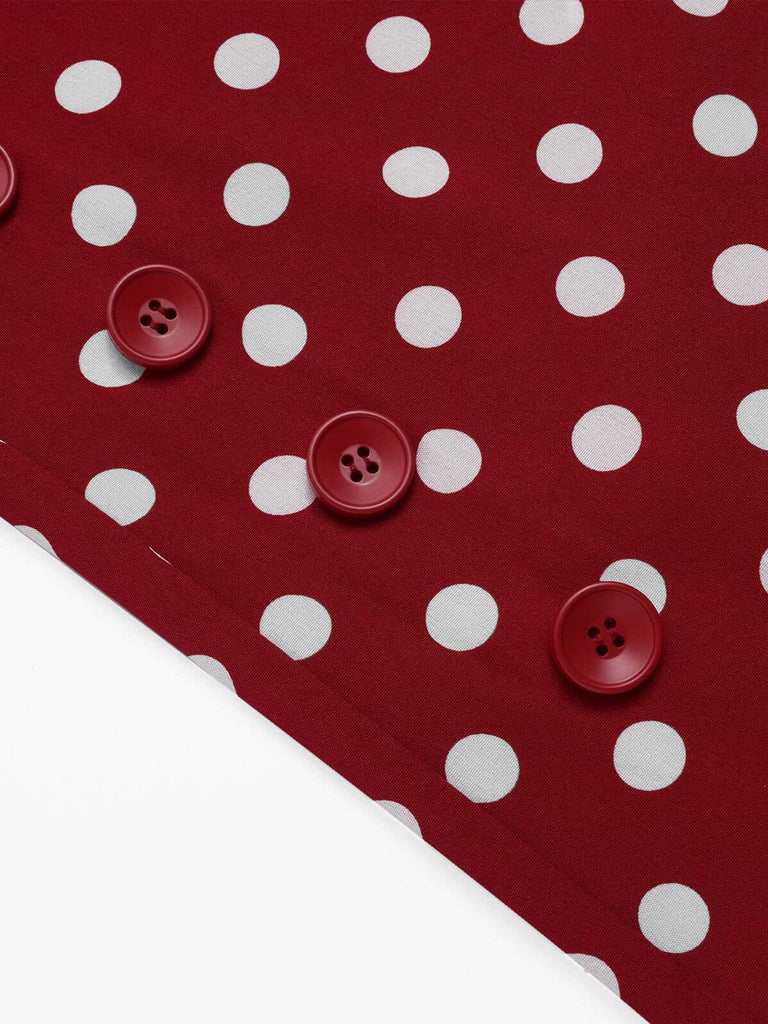 Deep Red 1940s Polka Dot Straps Jumpsuit, vintage romper, retro jumpsuit - perfect for women who love vintage and retro fashion