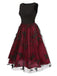 Deep Red 1950s Mesh Butterflies Sleeveless Dress, vintage dress, retro fashion, rockabilly, pin-up fashion - perfect for women who love vintage and retro fashion
