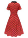Deep Red 1950s V-Neck Polka Dots Lapel Dress — a 1950s silhouette that turns sidewalks into runways