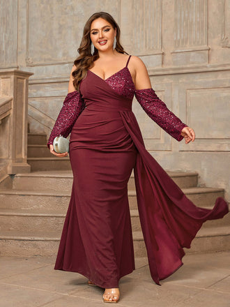 She slips into this Deep Red 1960s Spaghetti Strap Sequined Dress and suddenly it's a 1960s daydream