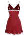 Deep Red 1970s Spaghetti Straps Lace Nightgown, vintage fashion, retro style - perfect for women who love vintage and retro fashion