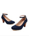 Denim Buckle Mary Janes Chunky Heels - vintage shoes, retro heels