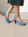 Denim Buckle Mary Janes Chunky Heels - vintage shoes, retro heels