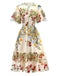 1940s Water Soluble Lace Mesh Embroidery Ruffle Dress - vintage dress, retro fashion