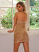 Champagne 1920s Sequined Cross Strap Halter Bodycon Dress - vintage dress, retro fashion, Gatsby party