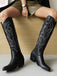Embroidered Chunky Heel Mid-Calf Cowboy Boots, vintage fashion, retro style - perfect for women who love vintage and retro fashion