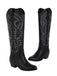 She finds her vintage story in this Embroidered Chunky Heel Mid-Calf Cowboy Boots