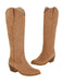 Embroidered Chunky Heel Mid-Calf Cowboy Boots: timeless vintage elegance she makes her own