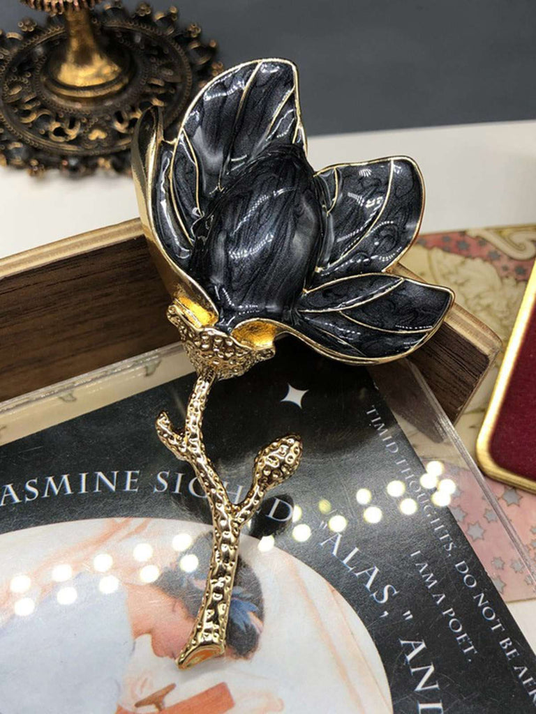 Enamel 3D Magnolia Flower Brooch — vintage vintage charm for her modern wardrobe