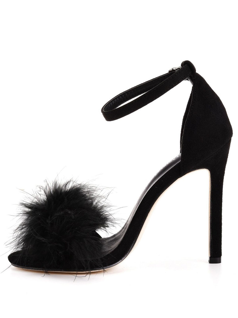 Feather Suede Strap High Heels - vintage shoes, retro heels