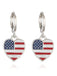 Red & Blue & White Flag Heart Pendant Earrings, vintage fashion, retro style - perfect for women who love vintage and retro fashion