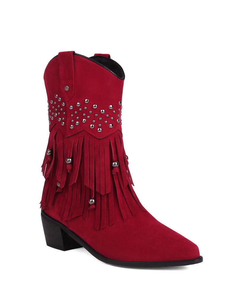 Flannelette Cone Heel Western Boots: timeless vintage elegance she makes her own