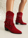 Flannelette Cone Heel Western Boots — vintage vintage charm for her modern wardrobe