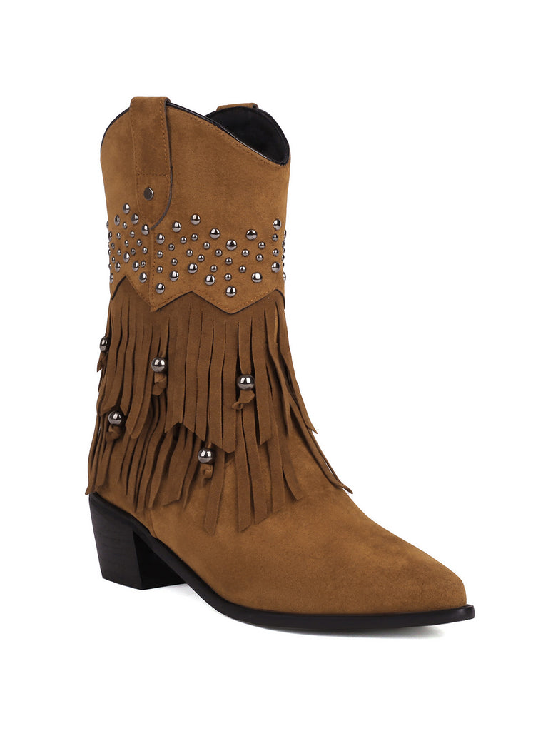 This Flannelette Cone Heel Western Boots whispers vintage secrets to those who notice