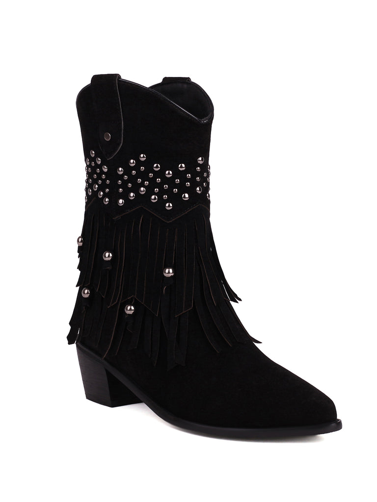 This Flannelette Cone Heel Western Boots whispers vintage secrets to those who notice