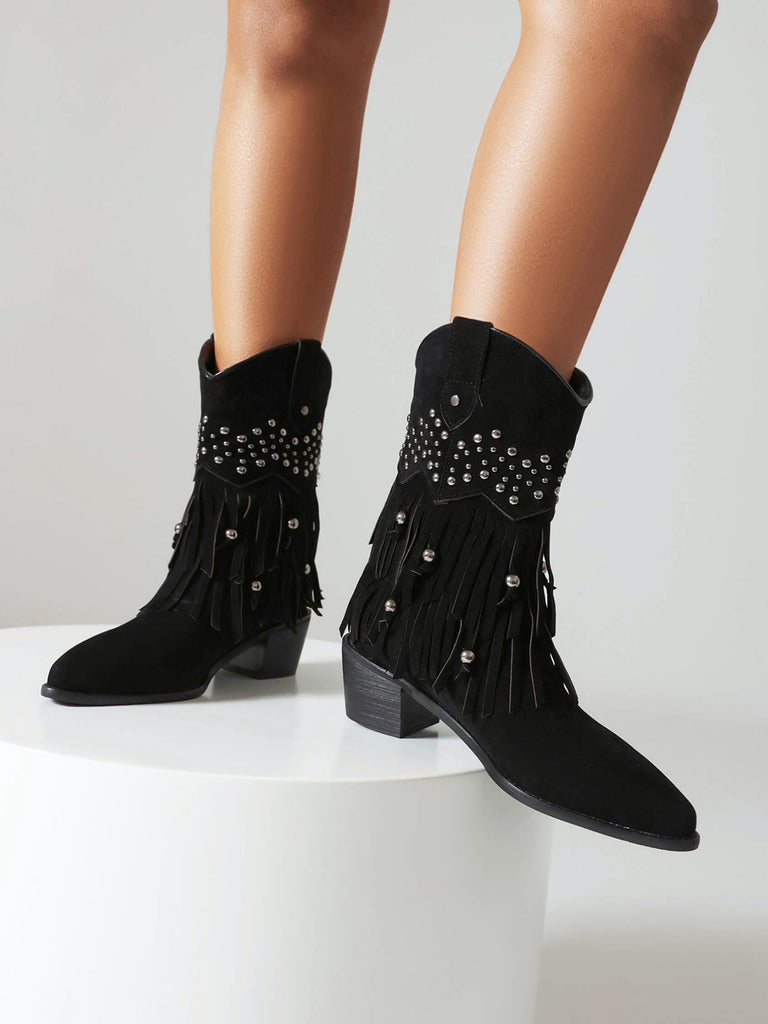 Flannelette Cone Heel Western Boots — vintage style that transcends decades