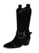 Flannelette Studded Wingtip Toe Chunky Heel Boots - vintage shoes, retro heels